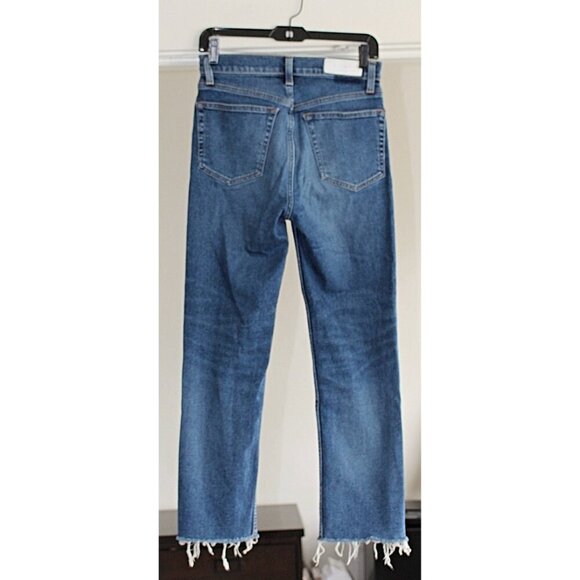 Re/Done 70s Stove Pipe High Waist Jeans in color Worn Blue - size 27 - Picture 4 of 10